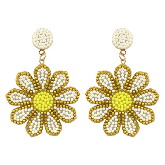 Bright Beaded Flower Earrings by Make Market®